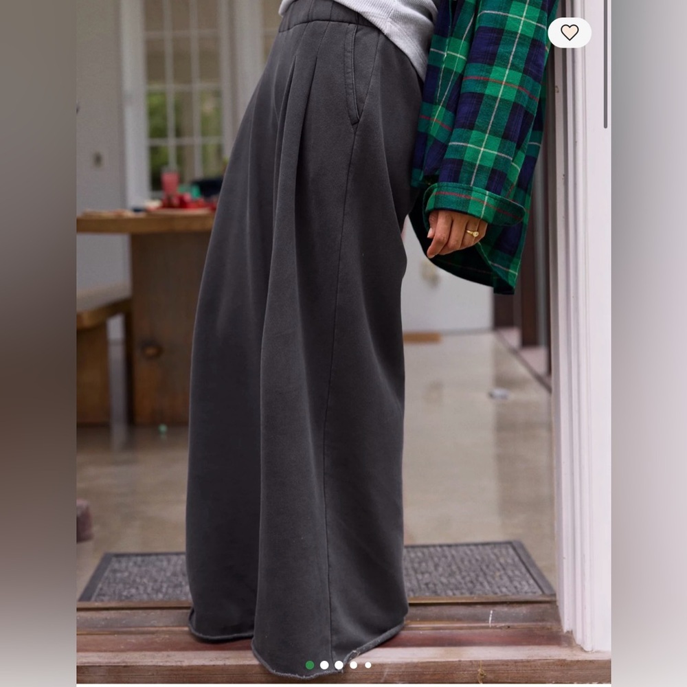 AERIE Wide Leg Trouser Sweatpants in Charcoal Gray XL Fits Like 2XL